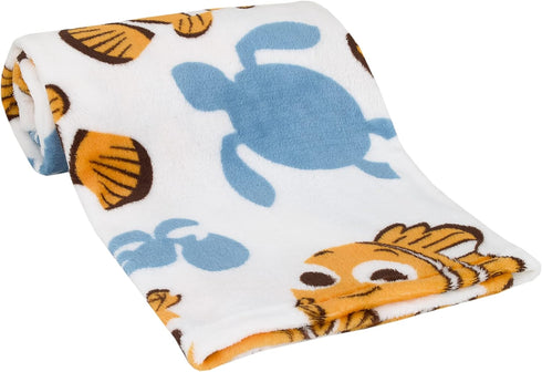 Disney Finding Nemo Orange, Aqua & White Crush & Squirt Turtle Super Soft Baby Blanket, Orange, Aqua, White , 30x36 Inch (Pack of 1)...