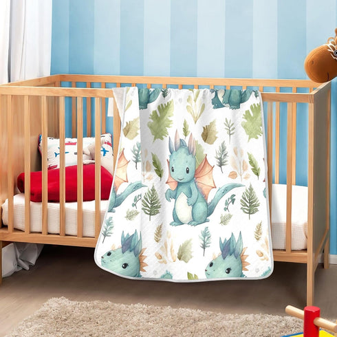 Cute Dragon Baby Blanket for Girls Boys Soft Warm Reversible Infant, Newborn, Toddler Receiving Blanket Unisex Travel Throw Blanket for Crib Strol...