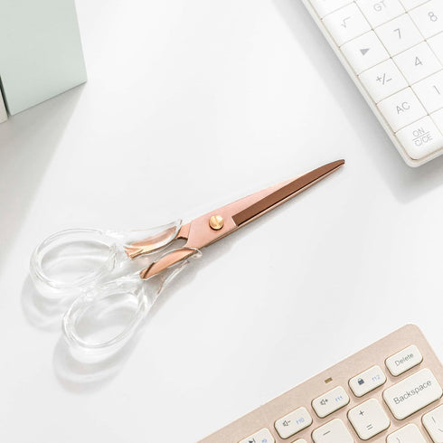 2 Pack Clear Acrylic Gold, RoseGold Stainless Steel Craft Scissors for Office, Home, School (Gold+RoseGold)...