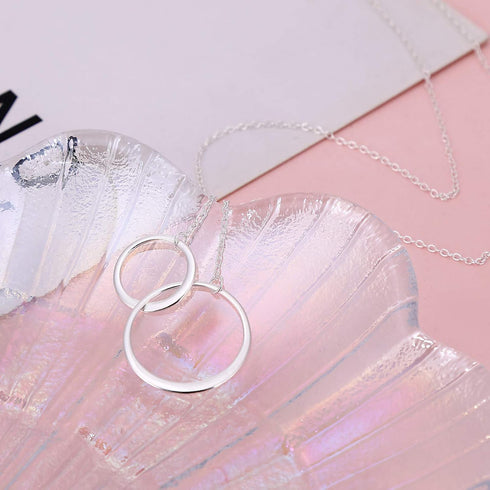Godmother Gifts from Godson - Sterling Silver Two Interlocking Infinity Double Circles Godmother Necklace Jewelry -Godmother Mothers Day Gift Birt...
