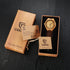 Mens Wooden Watches Brown Cowhide Leather Strap Casual Watch for Groomsmen Gift with Box...
