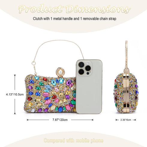 Lanpet Women Clutches Multicolor Crystal Rhinestone Evening Handbag Chain Strap Shoulder Bag...