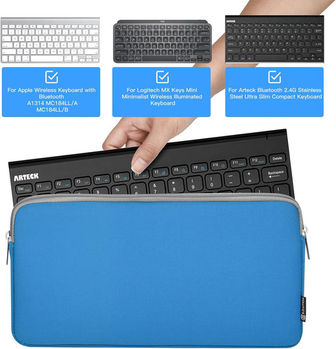 Neoprene Keyboard Sleeve Case for Apple MC184LL/B Wireless Bluetooth Keyboard, Protective Keyboard Case with Zipper for Small Wireless Keyboard, B...