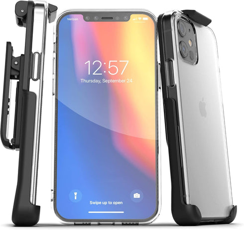Encased X-Clip Designed for iPhone 12 Mini Clear Case with Belt Holster...