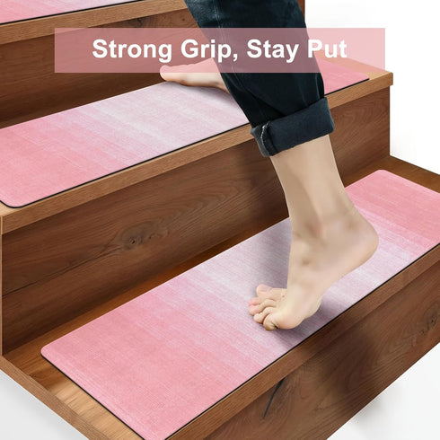 OJIA Extra Non-Slip Stair Treads for Wooden Steps, 30"X8" Indoor Stair Runners Slip Resistant Stair Rugs Safety Mats for Dogs, Kids & Elders, Rubb...