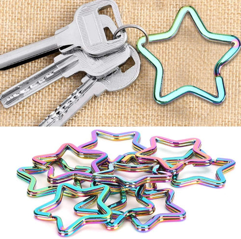 Pentacle Shaped Key Rings, Flat Metal Chain Rings Construction Long Lasting Lightweight Portable Colorful for Fashionable Home Car Office DIY Jewe...