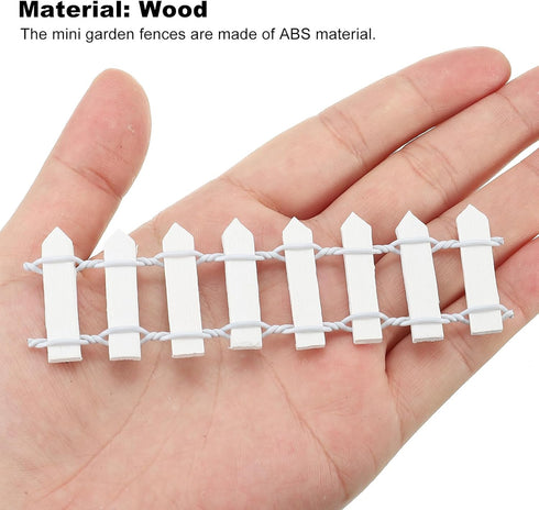 MECCANIXITY 4pcs 3.9 Inch Miniature Garden Fence, Mini Ornament Wood Picket Fence Decorative for Dollhouse Home DIY, White...