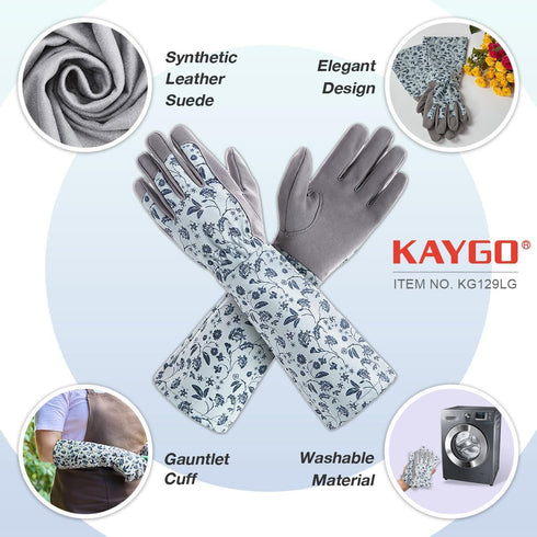 KAYGO Gardening Gloves for Women Long Sleeve, Light Protective Gloves for Yard and Outdoor Work, Best Garden Gifts for Gardener,Gray,M...