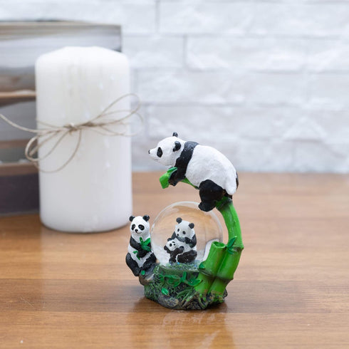 Elanze Designs Panda Bear Family China Magical Whimsical Tabletop Dresser Nightstand Figurine Miniature 45MM Sturdy Polyresin Glitter Water Snow G...