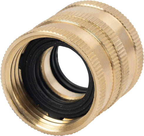 Hourleey Garden Hose Adapter, 3/4 Inch Solid Brass Hose Connectors, 2 Pack Hose Connector with 2 Extra Washers (Female to Female)...