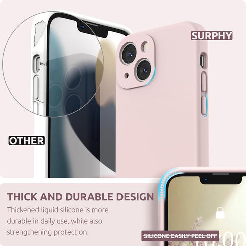 SURPHY Compatible with iPhone 13 Mini Case with Screen Protector, (Camera Protection + Soft Microfiber Lining) Liquid Silicone Phone Case 5.4 inch...