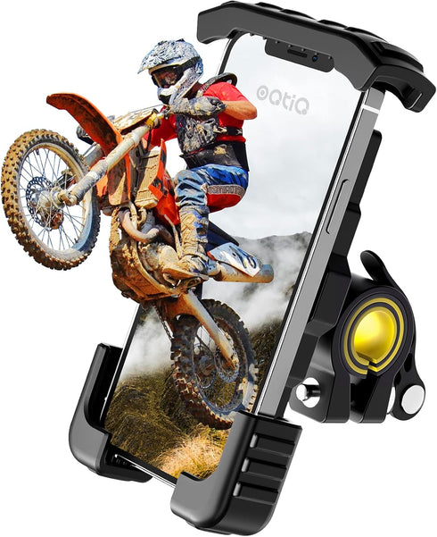 OQTIQ Dirt Bike Phone Mount, Motorcycle Handlebar Phone Mount Cell Phone Clamp, Scooter Phone Clip Compatible with iPhone 14/ iPhone 13 Pro Max, S...