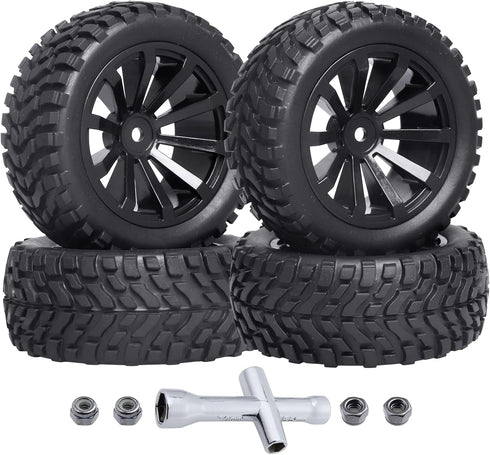 12mm hex rc Wheels and Tires 1/10 On Road Rally Tires Height 2.99 inch / 76mm (Set of 4)...