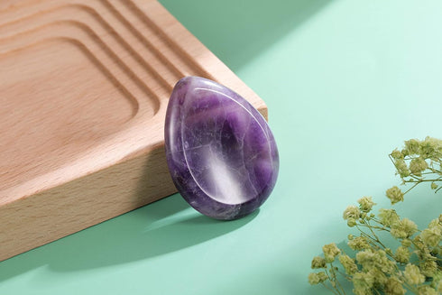 CrystalTears Amethyst Crystal Worry Stone Thumble Polished Healing Crystals Pocket Palm Stone Thumb Worry Stones for Anxiety Stress Relief Crystal...