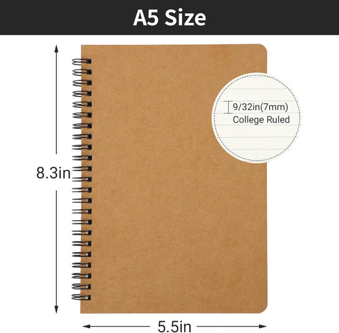 EUSOAR Students Ruled Spiral Notebook, A5 3 packs 5.5"X8.3" 120 Pages Lined Travel Writing Notebooks Journal, Memo Notepad Sketchbook, Students Of...