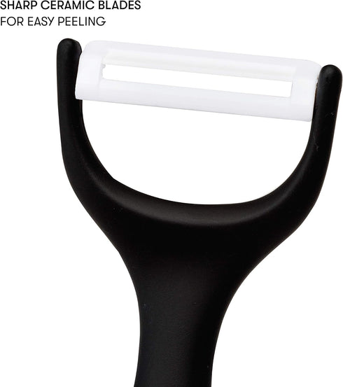 Cooking Light Ceramic Peeler Set with Ultra Sharp and Durable Blades, Ergonomic Handles Black and Red Kitchen Tools, 2 Piece, Black/Red...