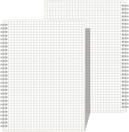 AHGXG Graph Paper Notebook Spiral 2 Pack - Large B5 Grid Notebook 7.3"X 10", 100GSM Thick Graph Grid Paper, Quad Ruled, Total 320 Pages, Transpare...
