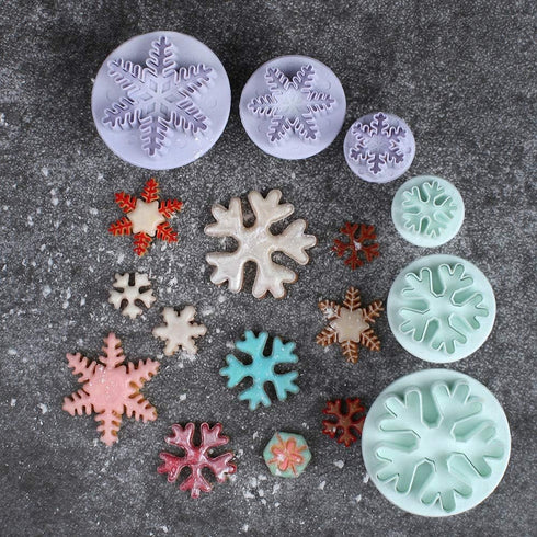 HiParty 6Pcs/Set Snowflake Fondant Cutter, Cookie Cutter Set with 6 Snowflake Shapes, White/Transparent, Plastic, Hand Wash Only...
