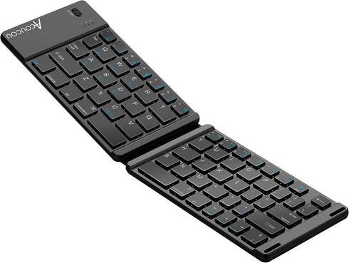 Acoucou Mini Bluetooth Keyboard Wireless Foldable Keyboard, Rechargeable Bluetooth Keyboard Portable Pocket Size Keyboard, Compatible with MAC/iOS...
