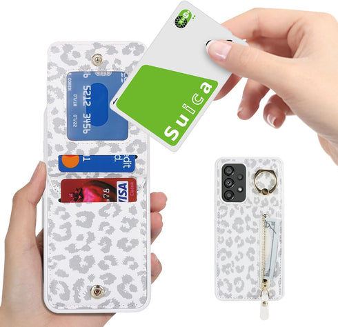 Samsung Galaxy A53 5G Case with Card Holder for Women, Samsung Galaxy A53 5G phone Case Wallet with Credit Card with Ring Kickstand Zipper Slim St...