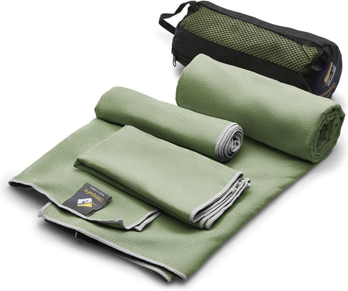 OlimpiaFit Quick Dry Towel - 3 Size Pack of Lightweight Microfiber Travel Towels w/Bag - Fast Drying Towel Set for Camping, Beach, Gym, Backpackin...