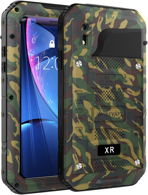 Beasyjoy for iPhone XR Metal Case Heavy Duty with Screen Full Body Protective Waterproof Shockproof Drop Proof Tough Rugged Hybrid Military Grade ...