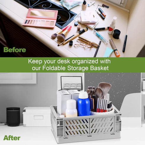 2-Pack Pastel Storage Crates, Collapsible Storage Crate, Plastic Baskets for Organizing, Cute Basket for Bedroom Decor Classroom and Office Kitche...