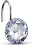 CHICTIE Shower Curtain Hooks Rings,Crystal Decorative Shower Curtain Hooks, Set of 12 Stainless Steel Rust Resistant White Round Diamond Shower Ho...