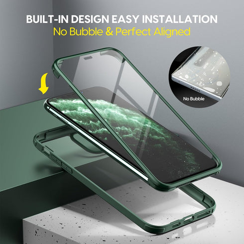 Designed for iPhone 11 Pro Max Full Body Case, Full Body Rugged Case with Built-in 9H Tempered Glass Screen Protector for iPhone (Midnight Green)....