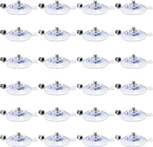 24 Pieces Suction Cup 40 mm/1.57'' PVC Clear Blue Sucker Pads with Screw Nut Extra Strong Adhesive Suction Holder Plastic for Glass Window Bathroo...