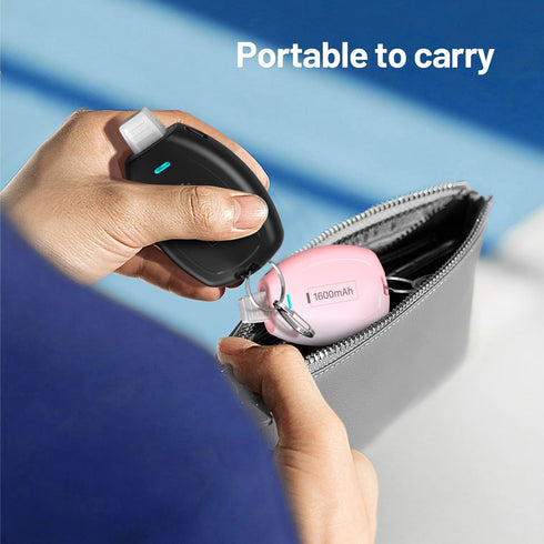 2-Pack Keychain Portable Charger for iPhone, 1600mAh Mini Power Emergency Pod Ultra-Compact External Power Bank Battery Pack, Key Ring Cell Phone ...