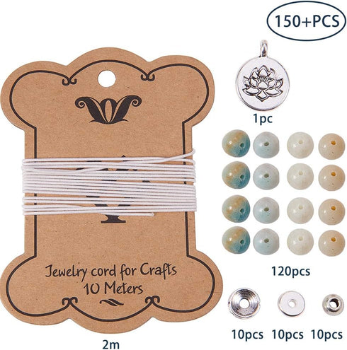 SUNNYCLUE 1 Bag DIY 108 Mala Prayer Beads Wrap Bracelets Necklace Making Kit Natural Amazonite Gemstone 8mm Jewelry Starter Kit, Elastic...