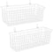 2 Sets Extra Large Hanging Wall Basket, White Metal Wire Baskets with Steel Hooks for Organizing, WallmountedFruit Vegetable Toy Snack Storage, Ho...