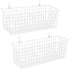 2 Sets Extra Large Hanging Wall Basket, White Metal Wire Baskets with Steel Hooks for Organizing, WallmountedFruit Vegetable Toy Snack Storage, Ho...