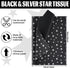 Bolsome 120 Sheets 20 * 14 Inches Black Tissue Paper with Silver Stars, Black Silver Tissue Paper for Gift Wrapping, Silver Stars Tissue Paper for...