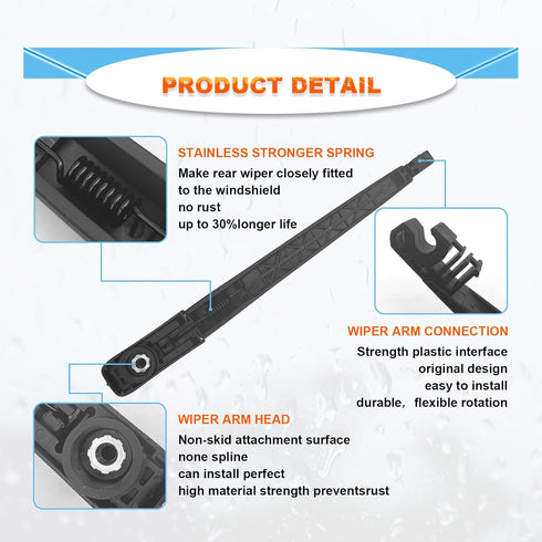 Rear Windshield Wiper Blade Kits, Compatible With Grand Cherokee 2014-2022, 11" (280mm), OEM: 68197131AA...