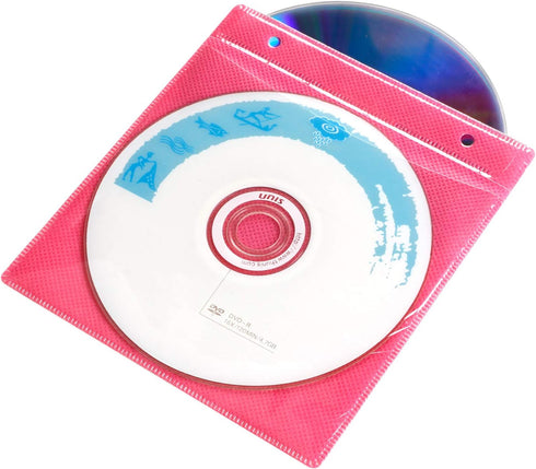 RICHEN 100-Pack Double-Sided CD Sleeve Case – Clear Refill Pages for Storage Binders, Durable & Scratch-Resistant Media Protectors (Pink)...