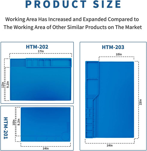 Hengtianmei Heat Insulation Silicone Repair Mat with Scale Ruler and Screw Position for Soldering Iron, Phone and Computer Repair Size: 14 x 10 In...