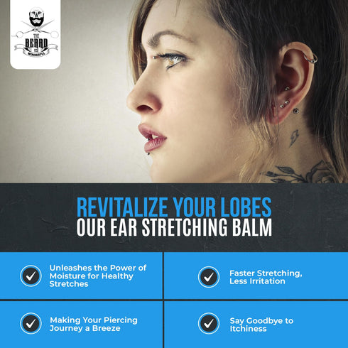 The Beard and The Wonderful Vegan Ear Stretching Balm - Aftercare for Piercings - 15ml - Lobe Stretching - Soothing Formula – All Natural Ingredie...