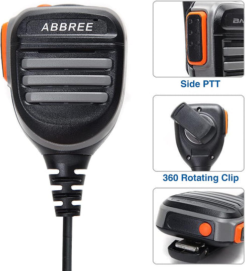 ABBREE AR-780 Radio Microphone Speaker Mic Ham Radio Accessories, Remote Shoulder Mic for Baofeng BF-F8HP UV-5R 5RM UV-21R K5PLUS GM-15 Pro UV-5G ...