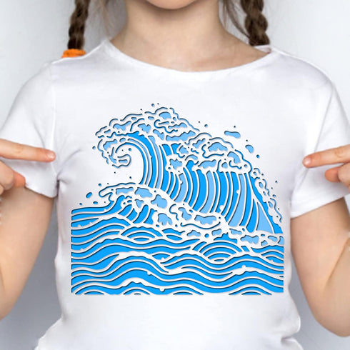 FINGERINSPIRE Sea Waves Drawing Painting Stencils Templates 11.8x11.8 inch Plastic Stencils Decoration Square Reusable Stencils for Painting on Wo...