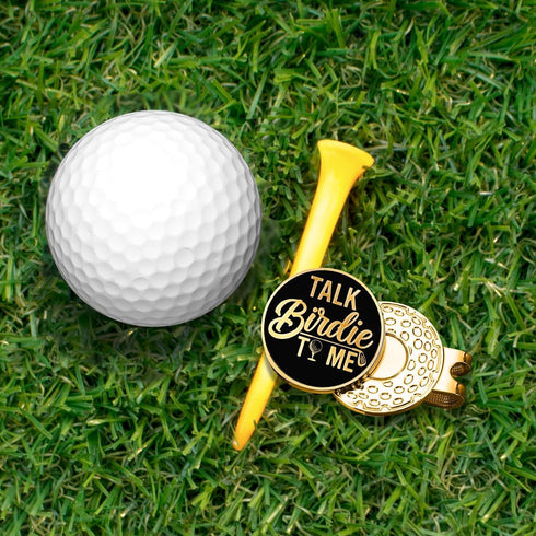 Talk Birdie to Me Black Gold Golf Ball Marker with Hat Clip, Funny Golf Accessories and Golf Gifts for Men Women Dad Grandpa, Birthday for Golfer ...