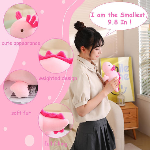 SQEQE Weighted Axolotl Plush Toy, Pink Axolotl Stuffed Animals Cute Axolotl Plush Pillow, Cute Weighted Stuffed Animals Gifts for Girls & Boys Age...