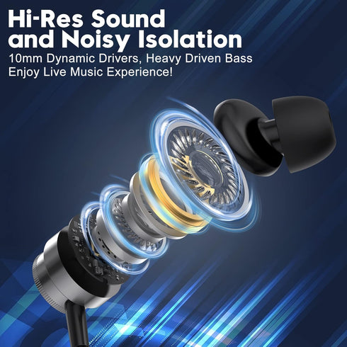 Wired Earbuds with Microphone, in Ear Headphones with Heavy Bass &Noise Isolation, High Sound Quality in-Ear Earphones Compatible with Samsung, Ta...