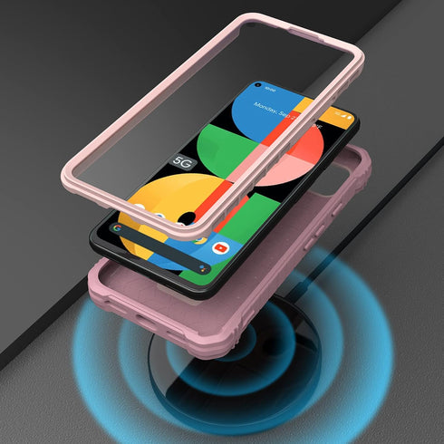 ExoGuard for Google Pixel 5A 5G Case, Rubber Shockproof Full-Body Cover Case Built-in Screen Protector and Kickstand Compatible with Google Pixel ...