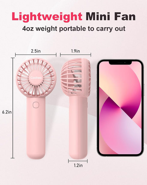 Handheld Fan Mini Portable Fan USB Rechargeable Battery Fan 3 Speeds Powerful Personal Fan Cute Small Cooling Fan with Base Lanyard for Eyelash Ma...