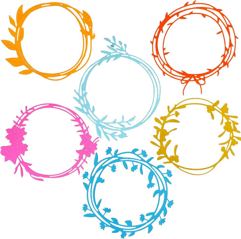 6 Pieces Wreath Die Cuts for Card Making Metal Circle Round Flower Die Cuts for Paper Crafts Border Stencils for Card Making Supplies DIY Craft, 6...