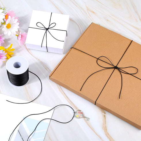 Satin Rattail Cord, Anezus Black Nylon Cord Silky Trim Beading String for Braided Bracelets, Pendants Necklace, Macrame Keychains, Lanyards, Draws...