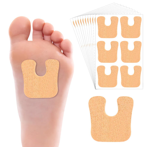 66 Pcs U Shaped Felt Callus Pads, Self-Stick Cushions Protect Calluses from Rubbing on Shoes, Pain Relief Foot Cushion Forefoot Foot Pads for Men ...