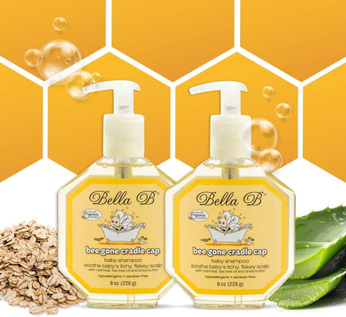 Bella B Bee Gone Cradle Cap Baby Shampoo (2-Pack), Treatment for Cradle Cap and Dry Scalp...